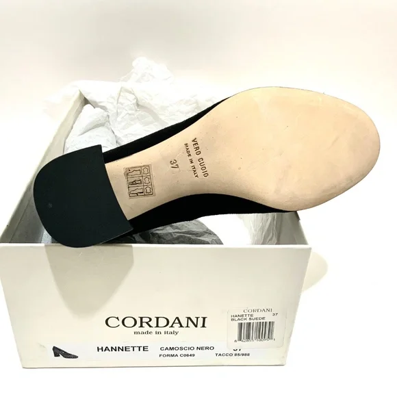 CORDANI Hannette Black Suede Leather Shoes Round Toe  Womens Block Heel Pump 37 - Picture 5 of 11
